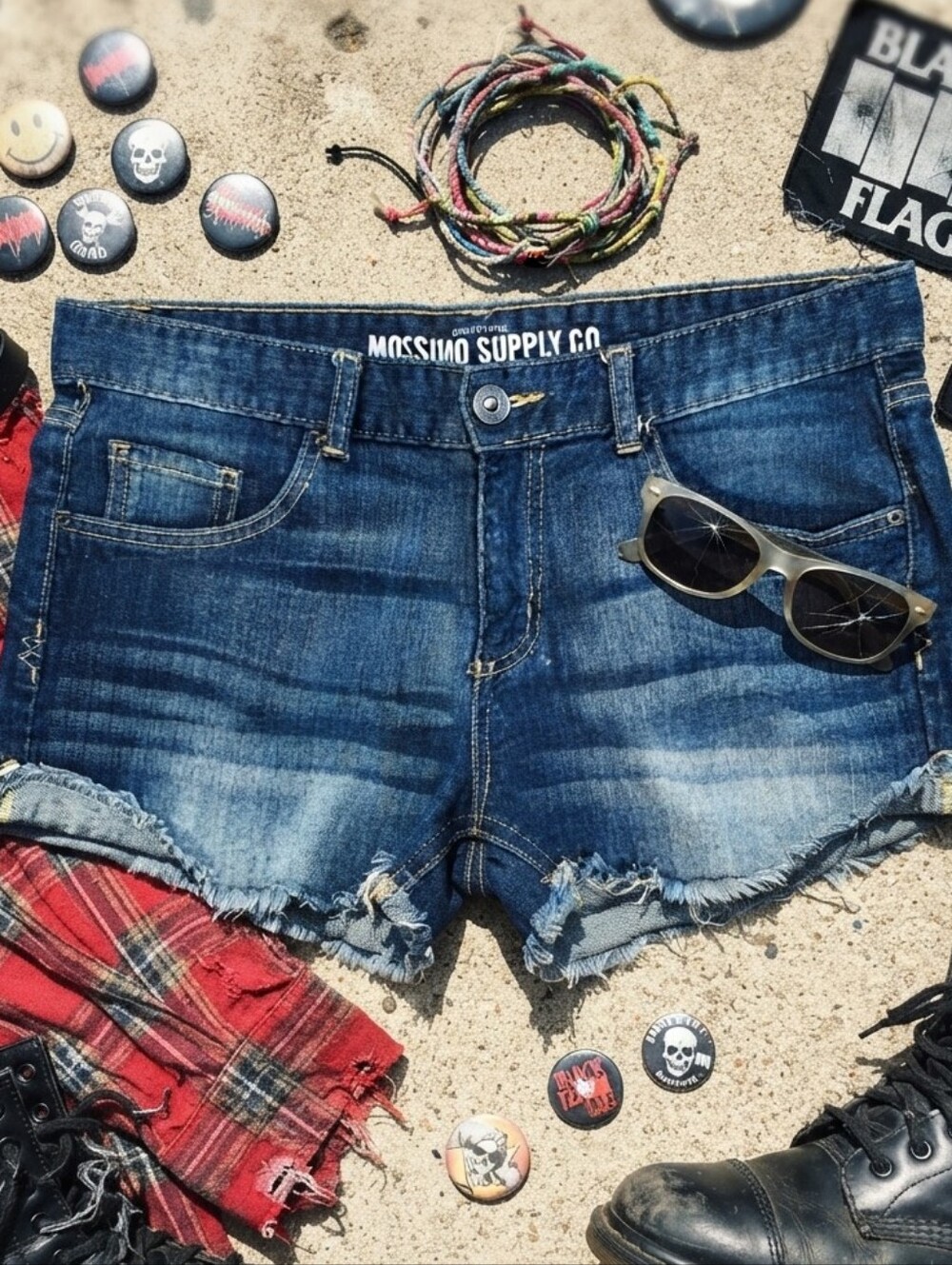 Mossimo Supply Co. Size 15 (Juniors XL) Dark Blue Jean Shorts Distressed